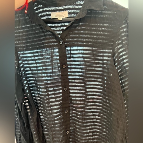 Paris Atelier & Other Stories Black Striped Blouse Button Up Sheer - Picture 9 of 16